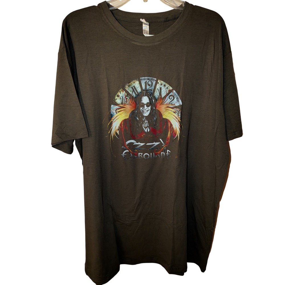 Ozzy Osbourne Graphic T-Shirt Mens XL Olive Brown Heavy Metal Rock Band Tee